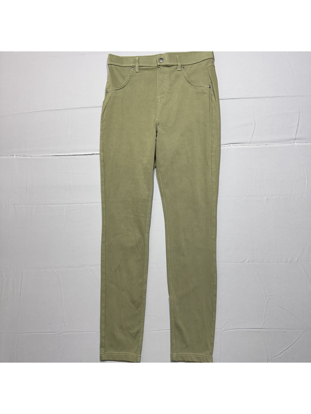 HUE Womens Jeggings Cotton Blend Solid Size Medium Olive Green Stretch Casual
